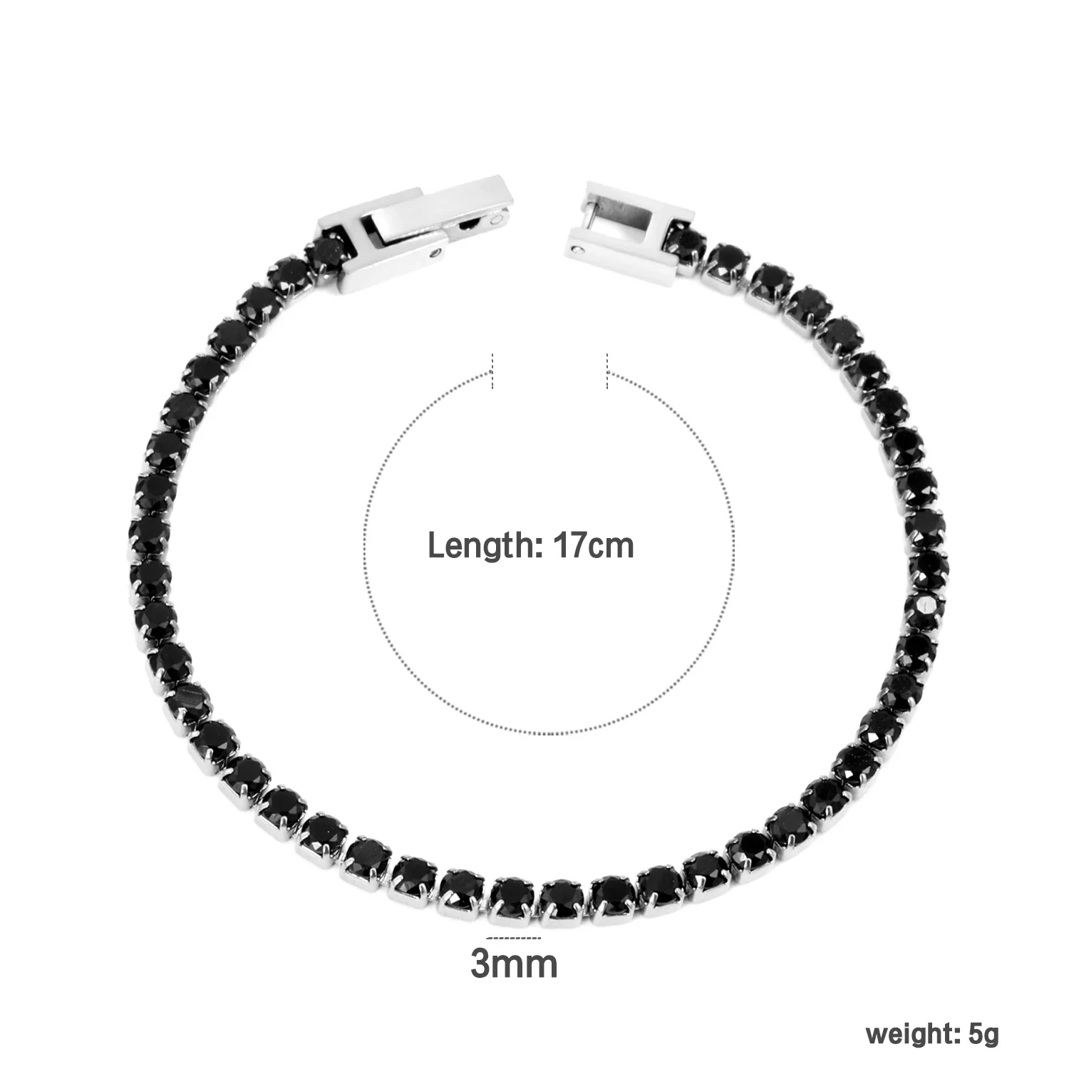 ASONSTEEL 2/3mm Bracelets Stainless Steel Colorful Cubic Zirconia Charm Chains Bracelets Crystal Delicate Bling Wedding Jewelry image 3