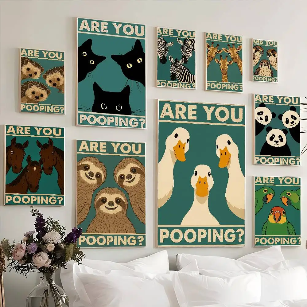 Pósters clásicos vintage de animales divertidos, impresiones en papel blanco, pósters artísticos, decoración de habitación Kawaii