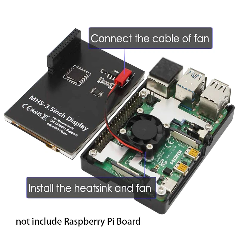 Imagem -03 - Tela de Toque Lcd para Raspberry pi Suporta Ubuntu Kali 3.5 125mhz Tela Spi 480x320 4b 3b