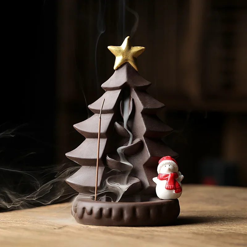 Christmas reverse flow incense burner Incense insert ceramic crafts decoration home Christmas tree decoration aromatherapy stove