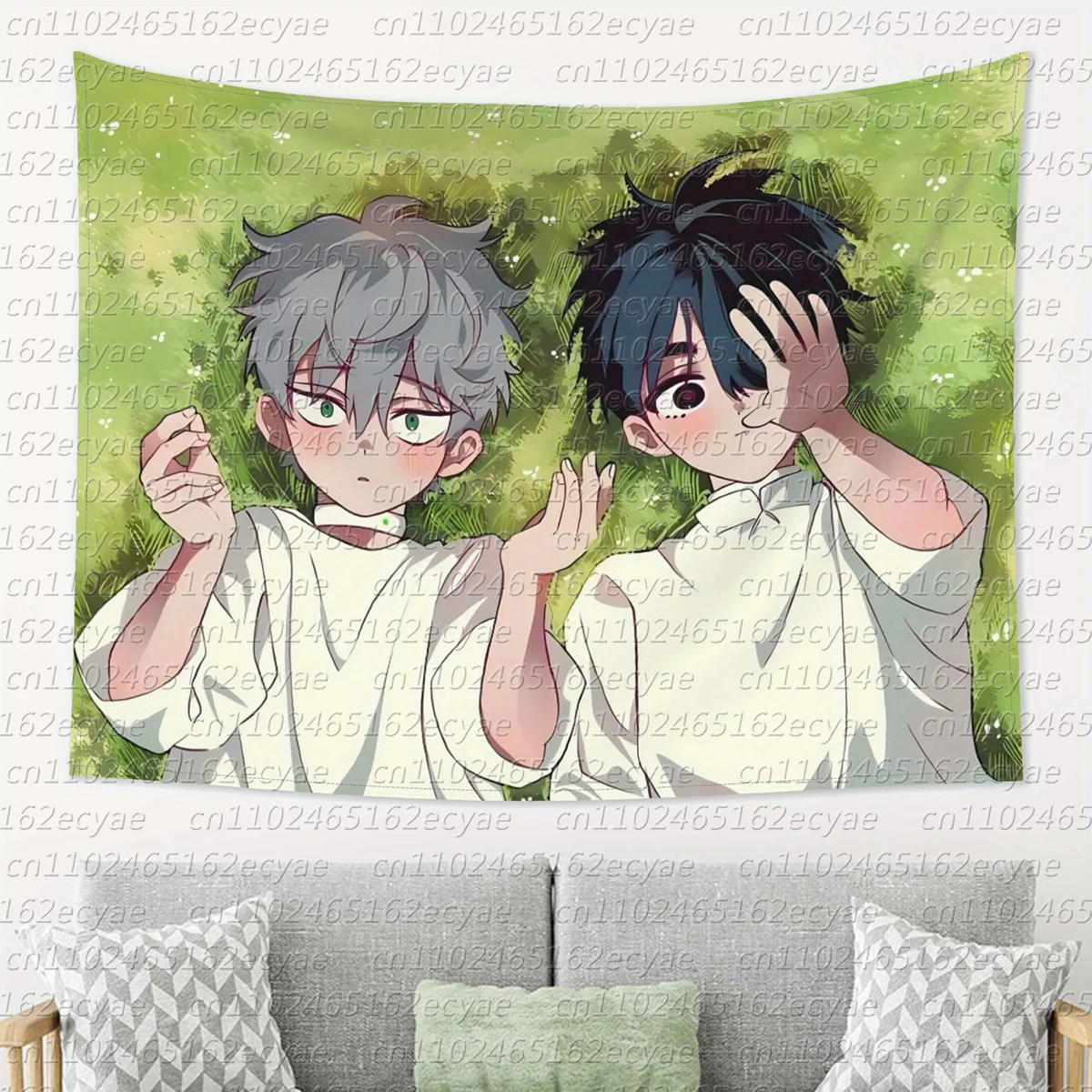 Wandteppich mit Alien-Bühnen-Herz-Motiv – lebendige Anime-Wandbehang, horizontale Heimdekoration für Schlafzimmer, Wohnzimmer, Büro