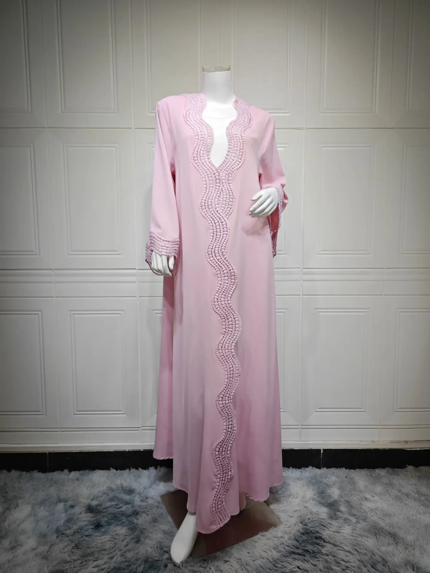 Elegant Middle Eastern Cardigan for Muslim Women Eid Dubai Modest Abaya Dress Islam Jalabiya Robe Muslim Clothing Outfits