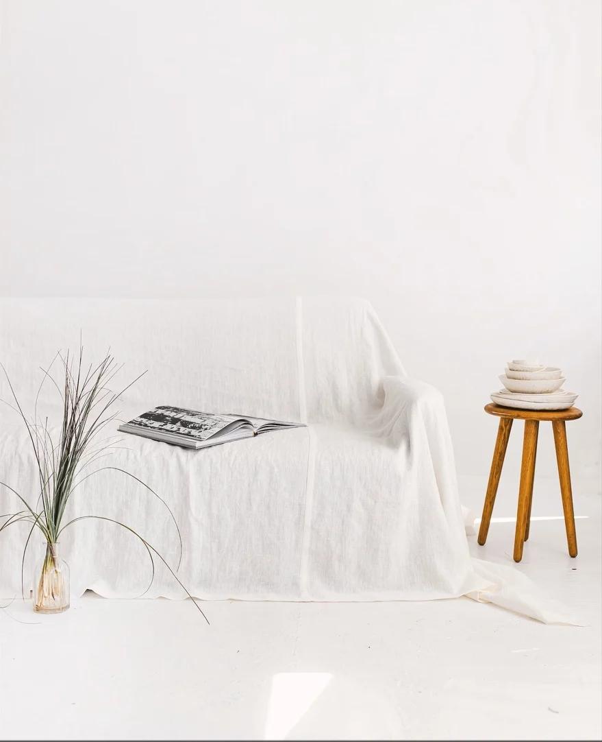French Pure Linen 100% Fabric Pure Color Sofa Cover Cloth Sofa Towel Suitable for All Seasons Love Seat Couch Cover Summer New