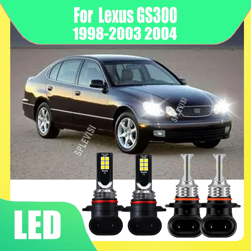 

Diamond Cut LED White Headlights Hi Low Beam Fog Lights Minutes Installation For Lexus GS300 1998 1999 2000 2001 2002 2003 2004