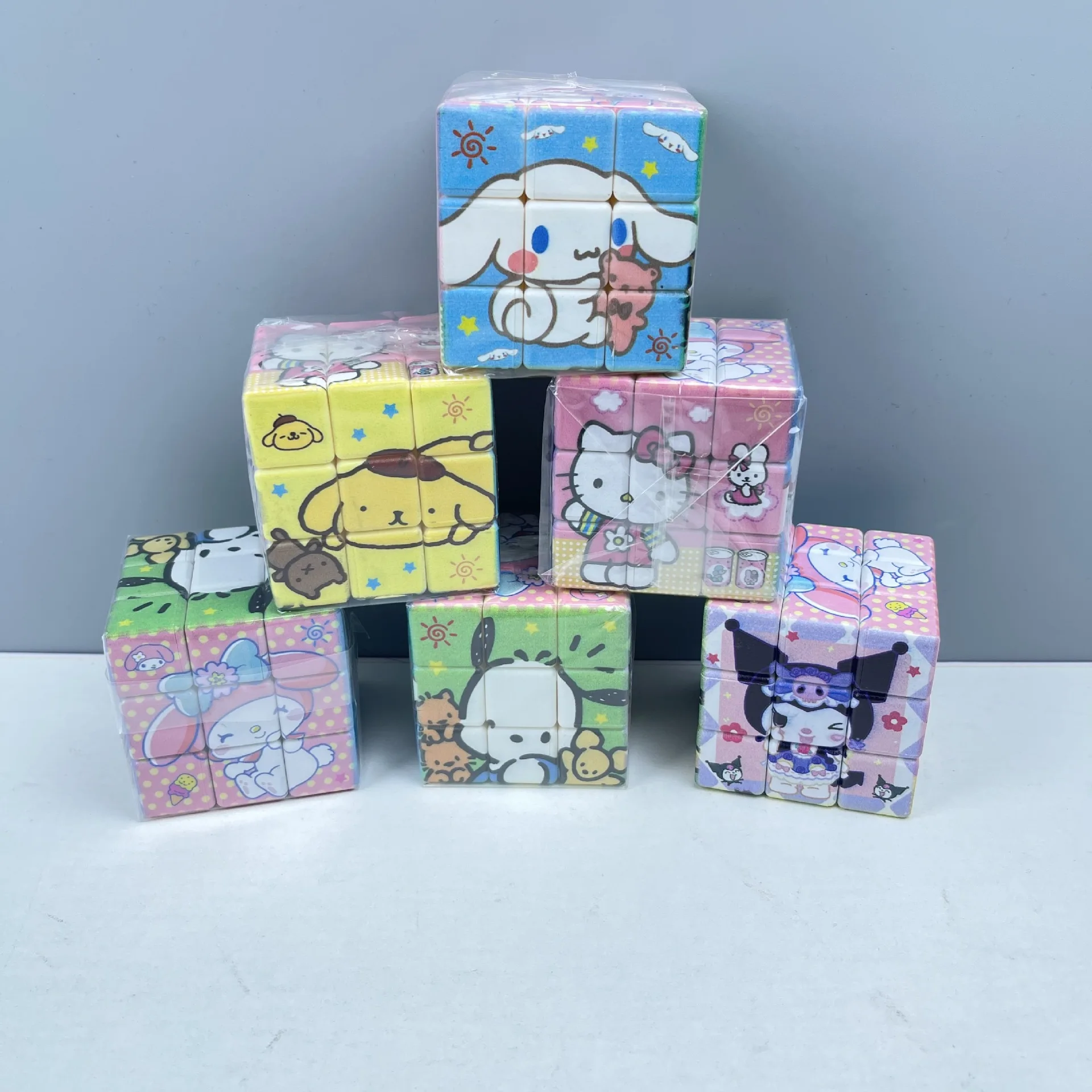 Sanrio Magic Cube Hello Kitty Kuromi Third-Order Speed Puzzle Kids Toy Cinnamoroll Relief Stress Educational Rubiks Cube Gifts