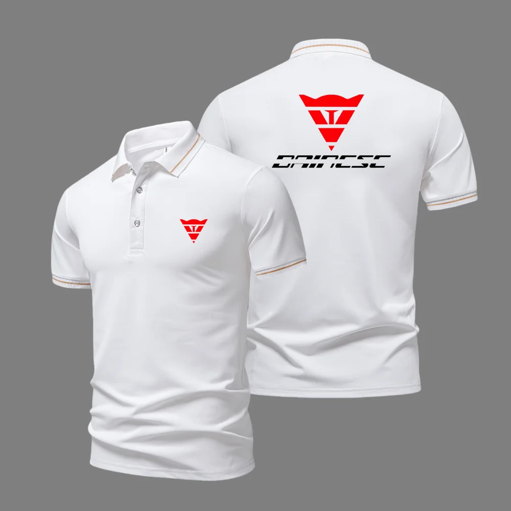 

New motorcycle clothing men's polo shirt, casual high-end streetwear, short sleeved lapel T-shirt, micro elastic comfortable top