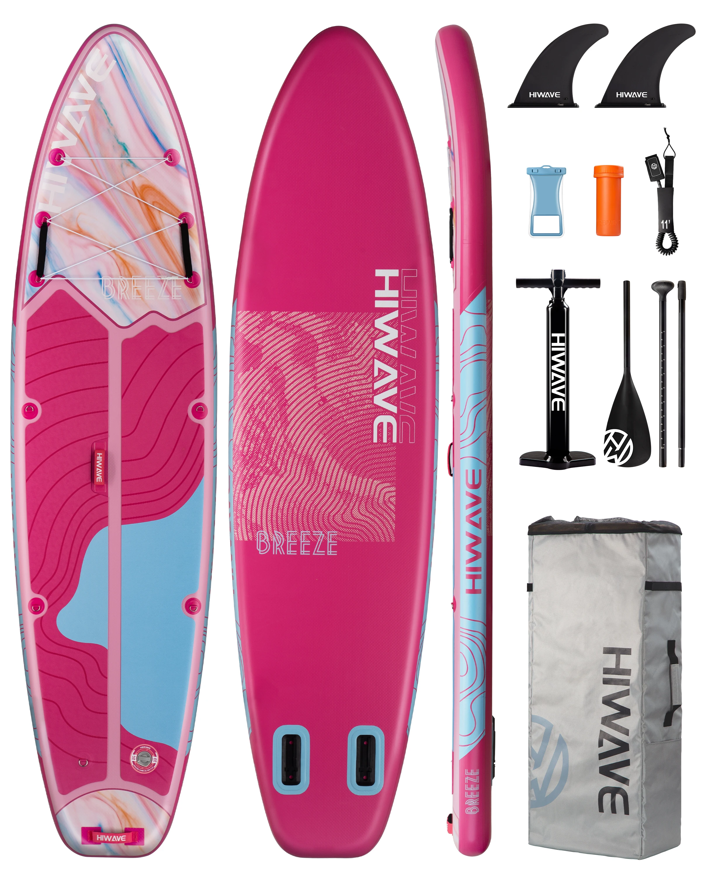 HiWave Waterproof Inflatable Paddle Sup Board Adult Standing Style Aquatic Fishing With Accessories SUB