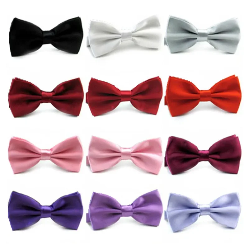 

Classic Men Bowtie Boys Grils Children Bow Tie Fashion Solid Color Green Red Black White Green Wedding Ties Accessories