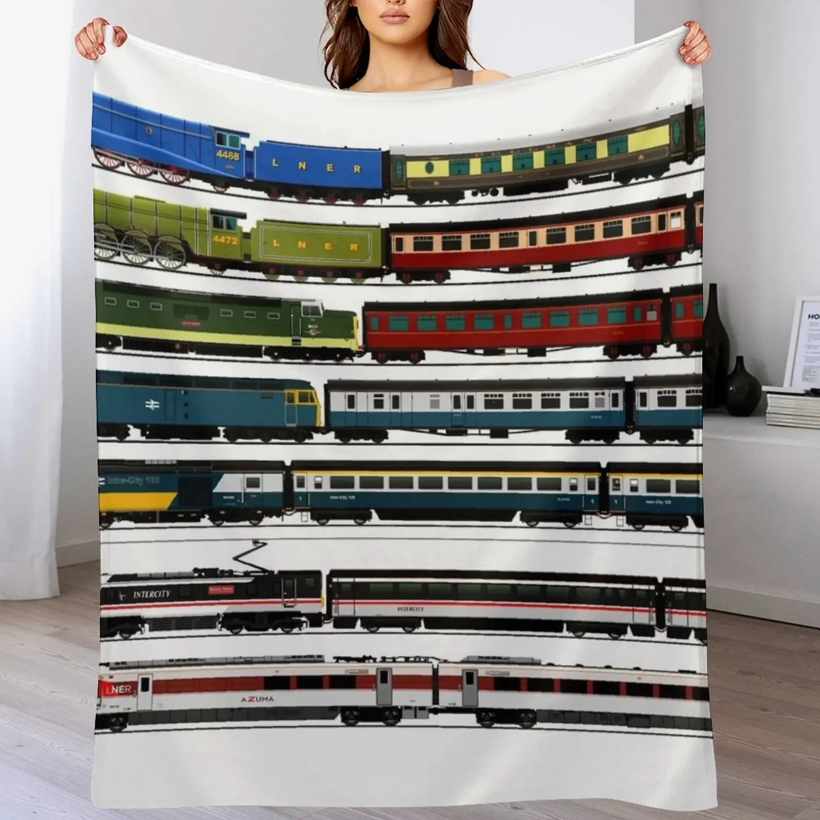 

BRITISH TRAINS Throw Blanket Decoratives Decorative Sofa bed plaid Designers Blankets