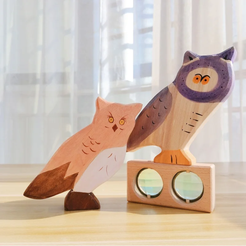 

Owl Wooden Natural Montessori Handmade Figure Large Animals Handcraft Toys Animals Cognition Early Educational Toy