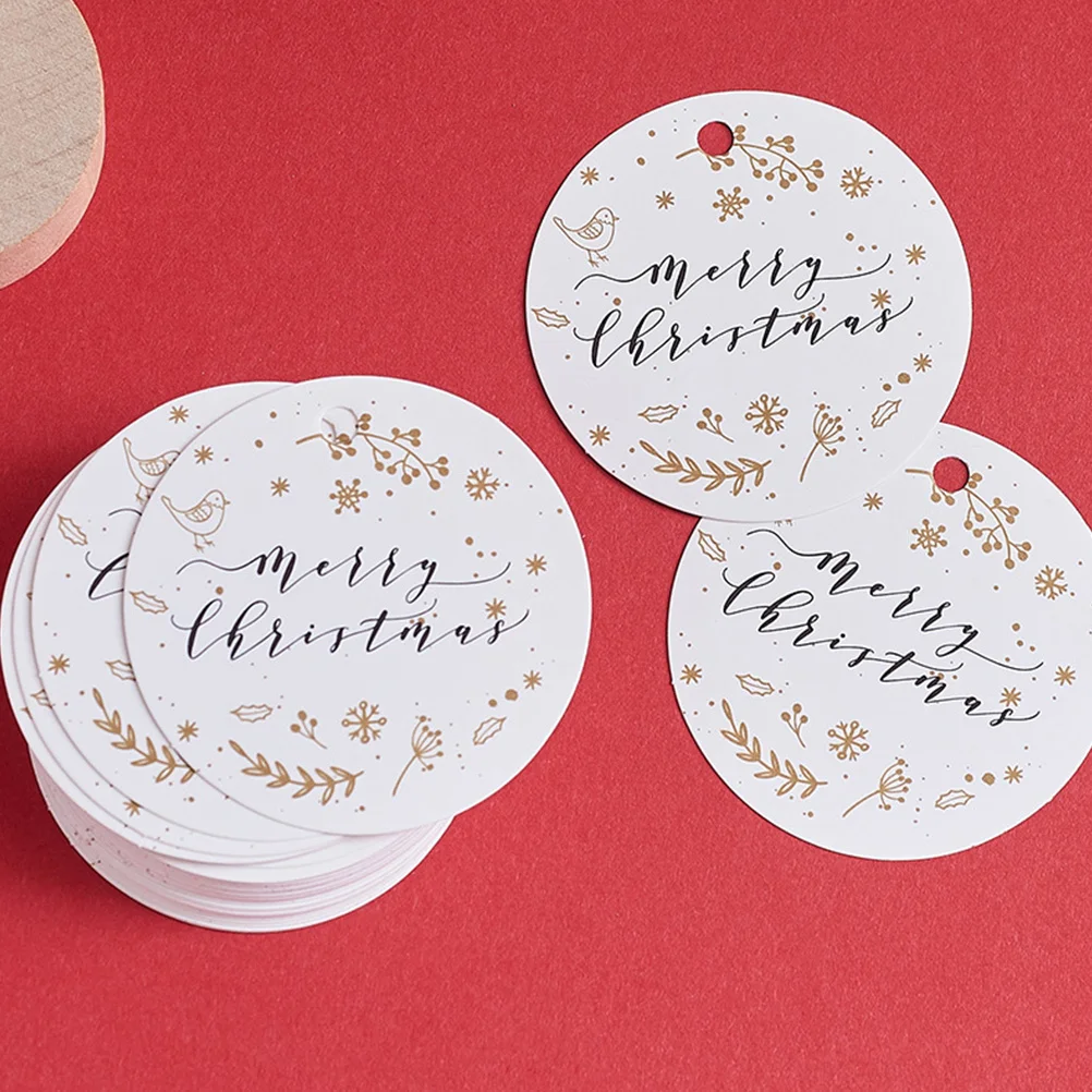 

400 Pcs Merry Christmas Hanging Tags Bakery Decoration Tabs Round Wrapping White Baking Gift Pendant