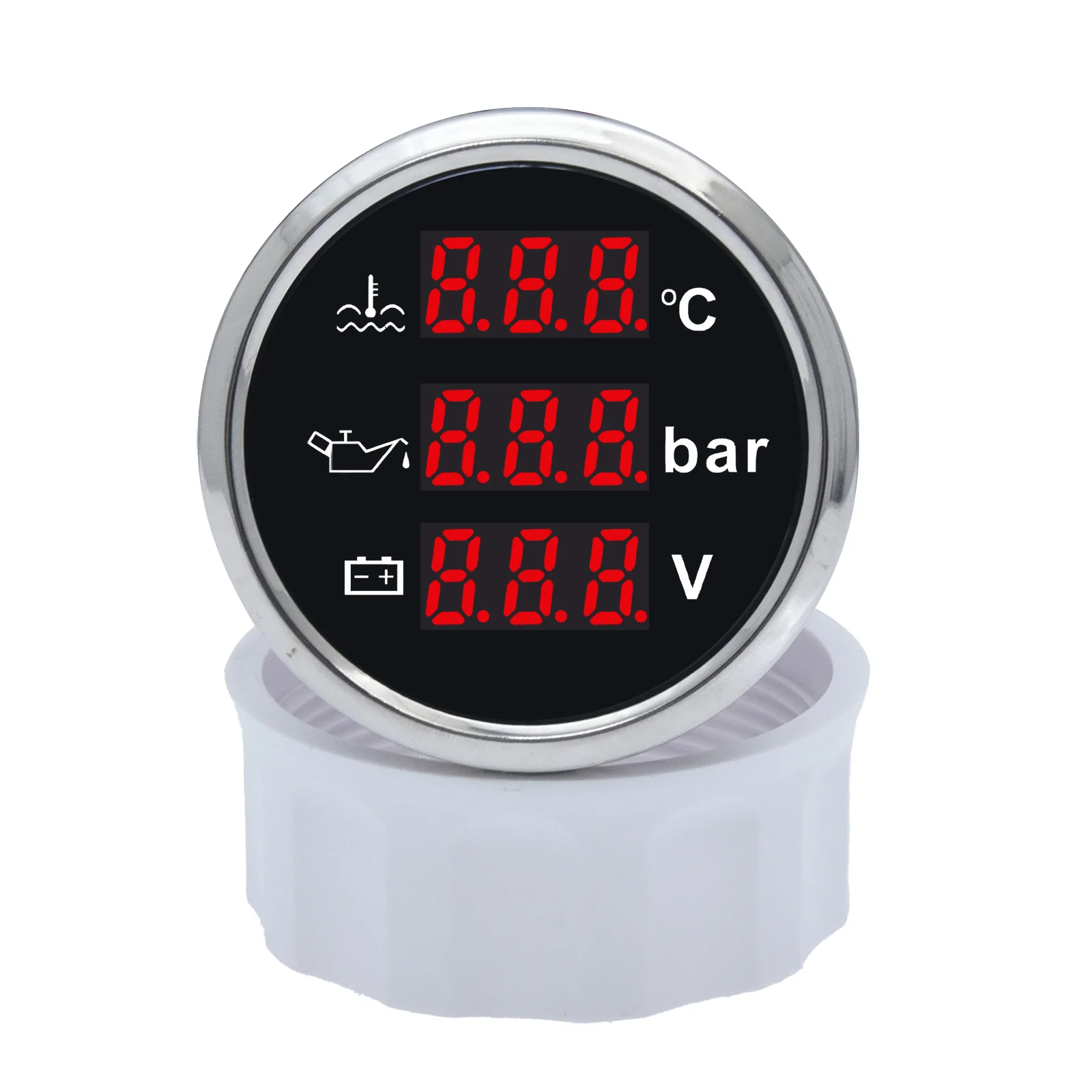 

52mm 3 in 1 Digital Water Temperature Gauge Oil Pressure Gauge Fuel Gauge With Alarm Red Backlight For Car Boat Marine Yacht