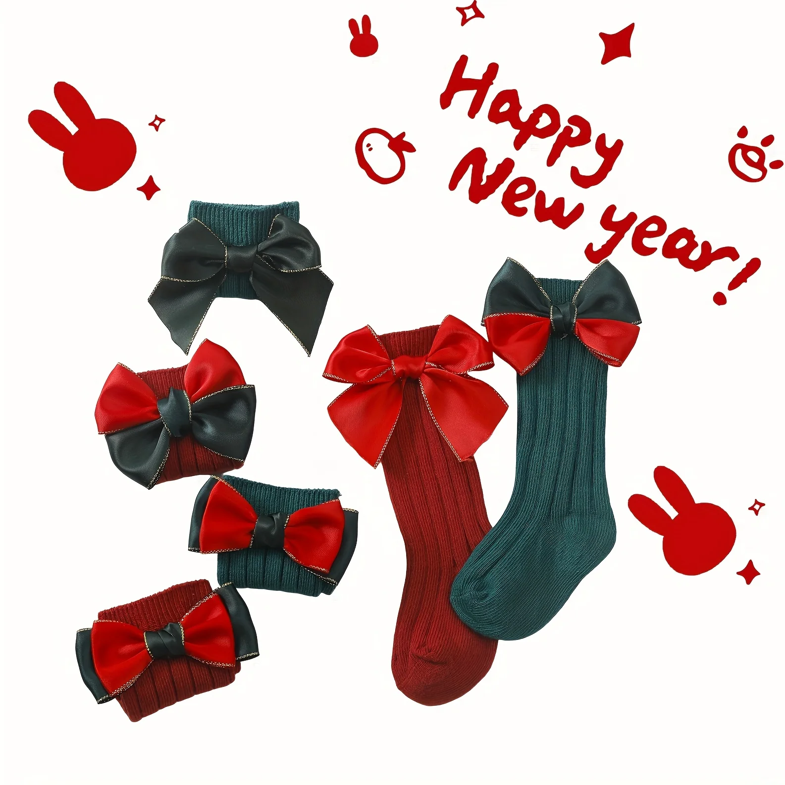 

2 pairs/lot Christmas bow socks, children's bow socks, baby socks, comfortable and warm female baby socks Suitable for 0-2 years