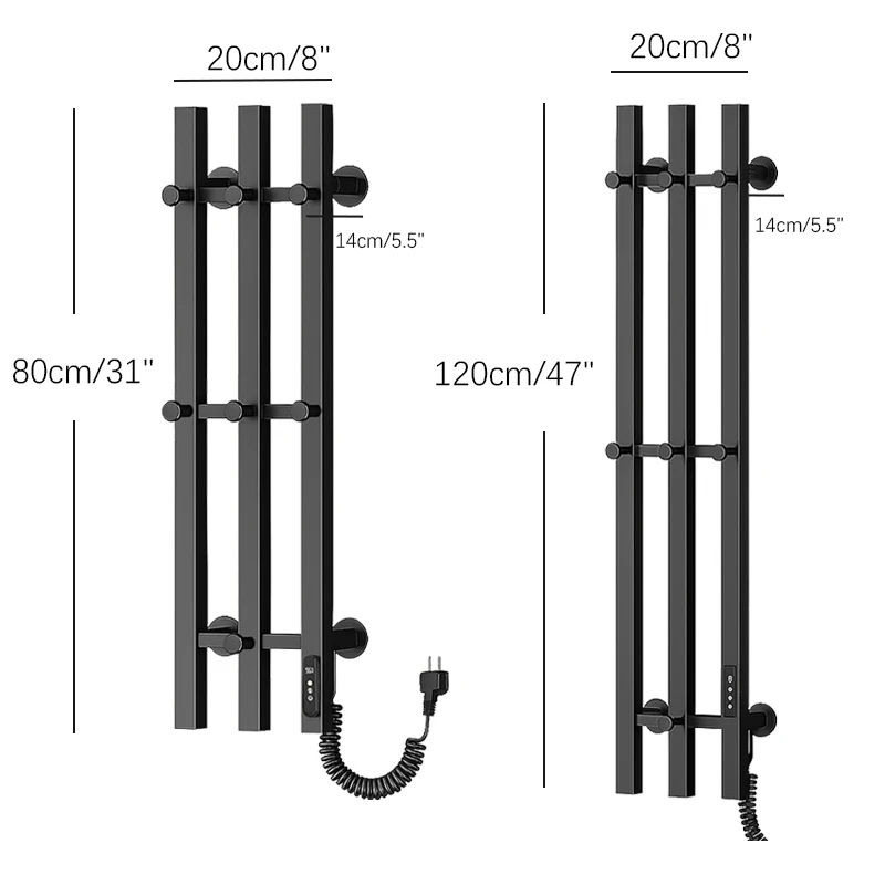 OXG تسخين كهربائي منشفة رف ترموستات الحمام منشفة دفئا مخفي/متعرض تركيب مجفف منشفة من الفولاذ المقاوم للصدأ #2