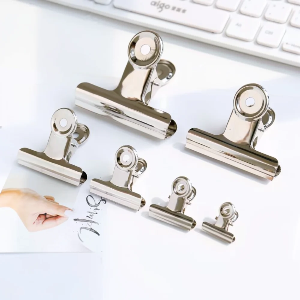 Metal Binder Clips Stainless Steel Paper Fasteners Strong Grip Clamps For Office School Document Organizing Stationery