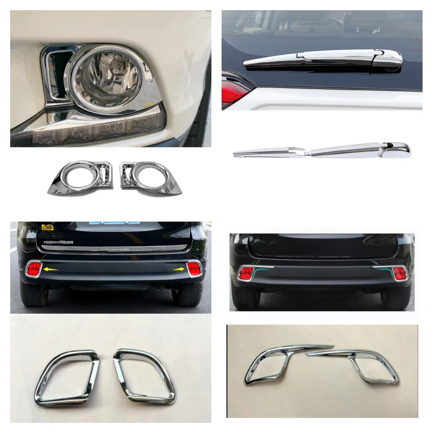 

For Toyota Highlander Kluger 2014 - 2019 Accessories Chrome Rear Bumper Tail Fog Lights Lamps Frame Trim Car Style