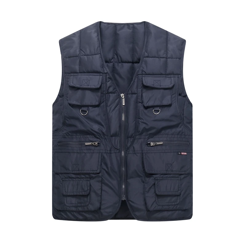 

Winter Men 's Vest Outdoor Leisure Padded Waistcoat Autumn Warm Sleeveless V-neck Vest Pockets Jackets Man Coat Male Clothing