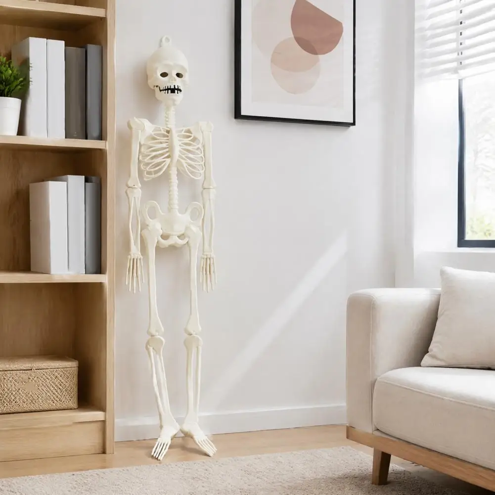 Indoor Outdoor Spooky Ornaments Halloween Glow Skeleton Decor 90cm-1.5m Fluorescent Skull Prop Articulated Plastic for Haunted