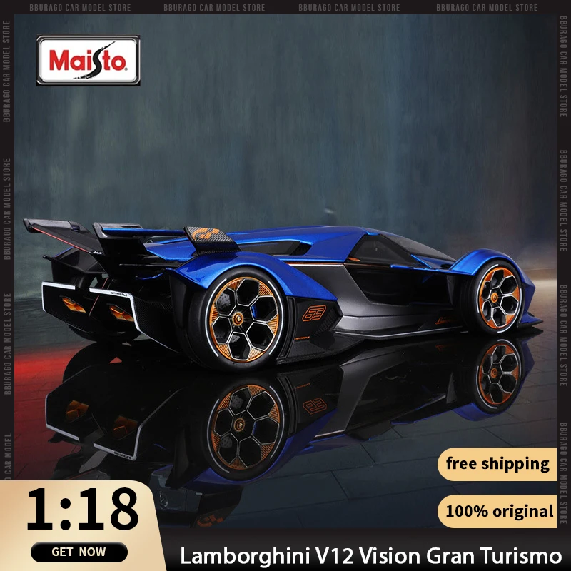 

1:18 Lamborghini V12 Vision Gran Turismo Sports Car Maisto Diecast Model Edition Alloy Luxury Vehicle Toy Collection Ornaments