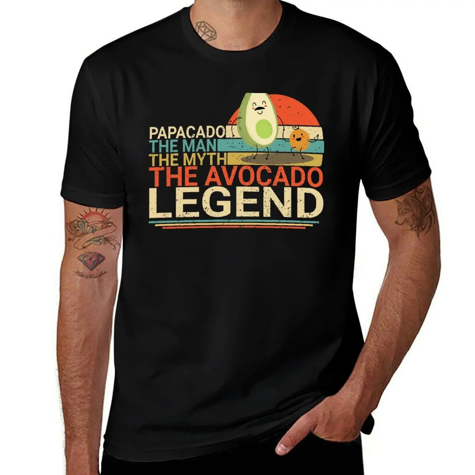 

Papacado The Man The Myth The Avocado Legend T-Shirt street wear tops rapper graphic tees heavyweight t shirts for men