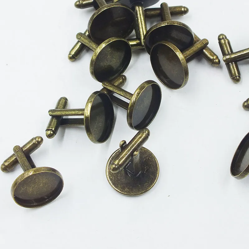 Factory wholesale!  200PCS GUNMETAL Color French Cuff Links With 16mm Round Flat Blank