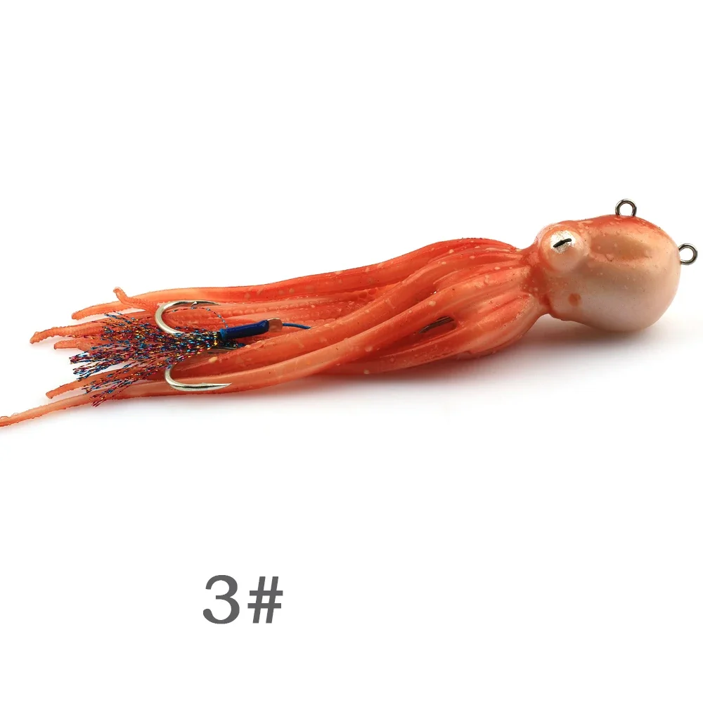 TAKEDO MY14 180G 200G 250G 300G Meer Angeln Octopus Köder Mit Doppel Haken Weichen Köder Troling locken Boot Angeln Für Rockfish 3