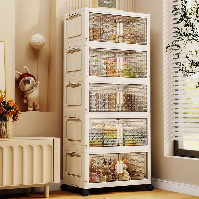 Foldable Storage Cabinet Multi-Tier Plastic Organizer for Home Bedroom Baby Clothes Toys for Kids