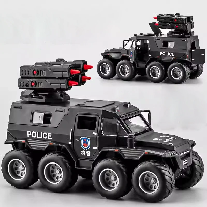 1:24 Conqueror Shaman Police Armored Vehicle Alloy Diecast Metal Model Car Russian children's toys educational series Gifts Boy