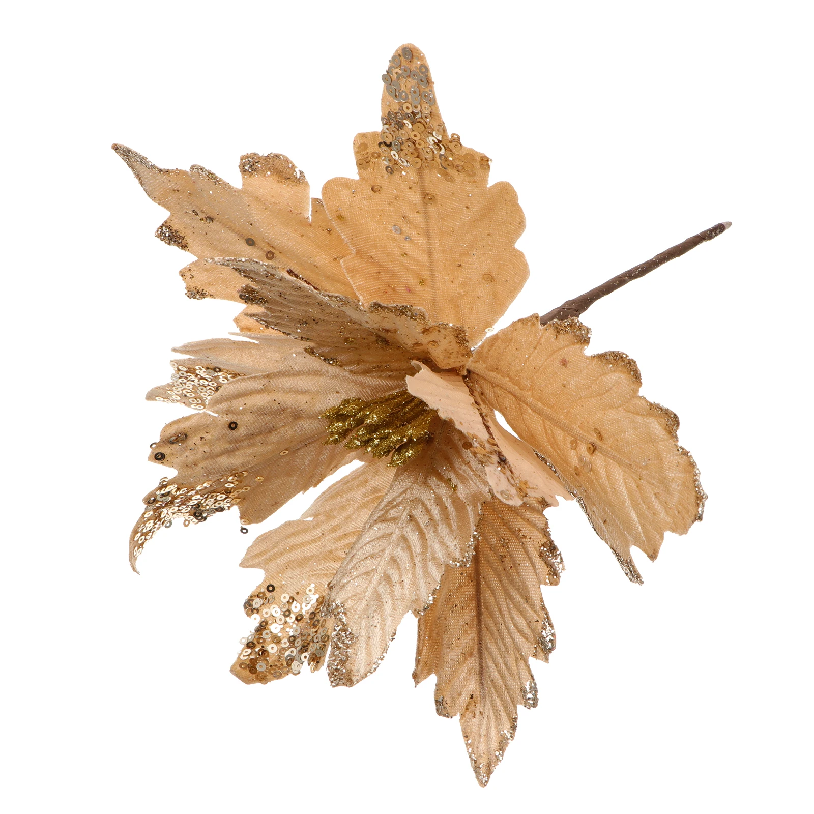 

1 pc Artificial Christmas Iron Wire Fake Poinsettias Simulated Christmas Flower Home Xmas Greeting Card DIY Craft