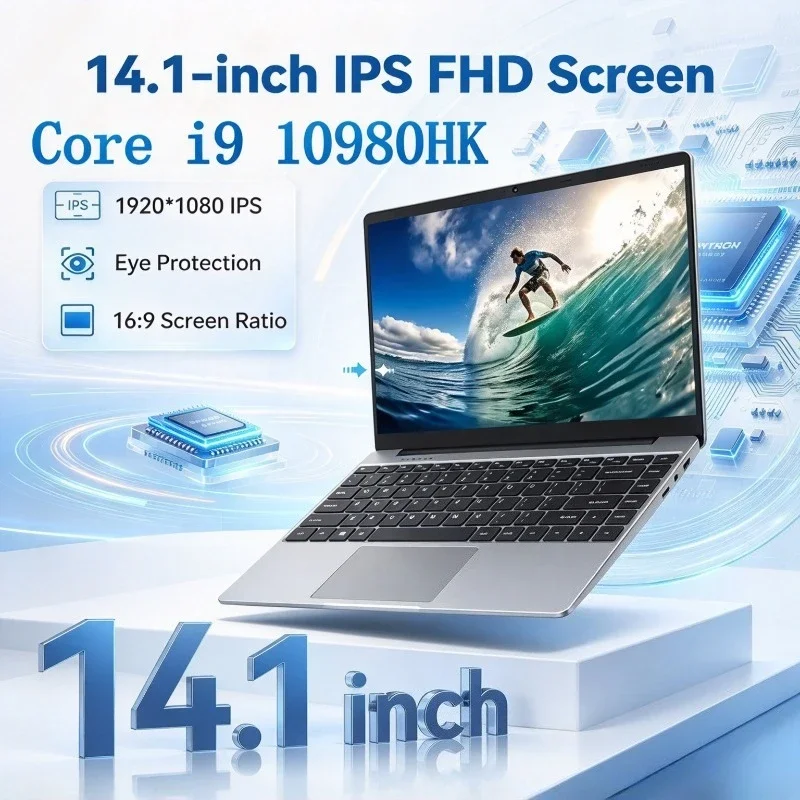 Portable 14.1 Inch Laptop Intel Core i9 10980HK 16GB RAM 1TB 2TB SSD Gaming Notebook Computer PC Gamer Office Laptop