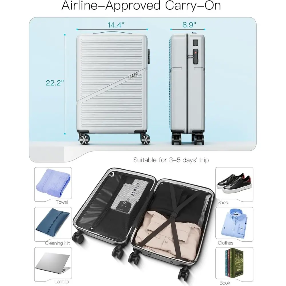 20 Inch Lightweight Hardshell Spinner Suitcase with TSA Lock, USB Port for Travel