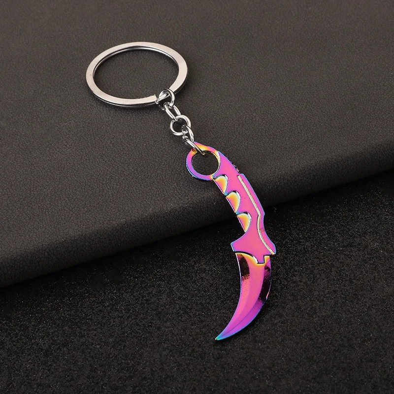 Mini Valorant  Melee Reaver 2.0 Karambit Keychain Game Peripheral Samurai Dagger Model Metal Key Ring Pendant Jewelry Male Gift view 2