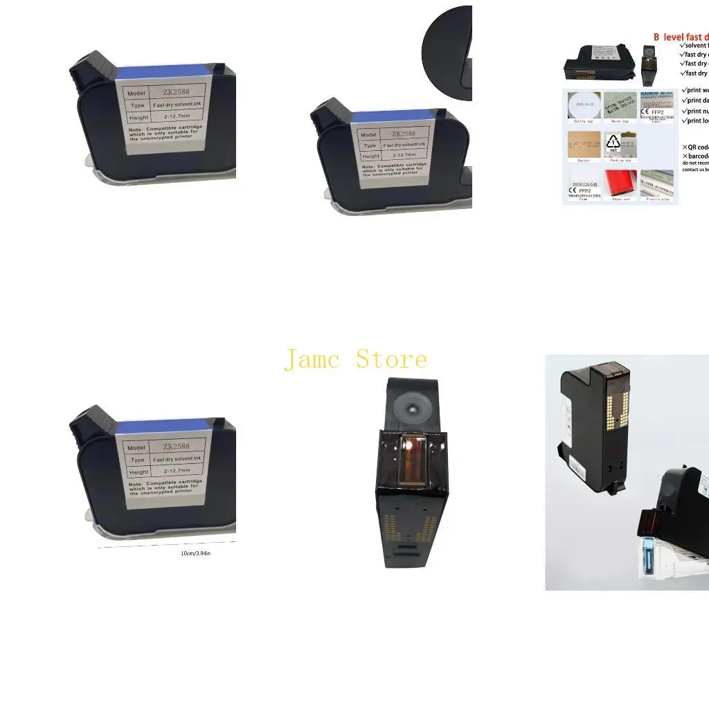 

LX0B Картридж с черными чернилами, быстросохнущий, работает с ручными струйными принтерами ZK2588 диаметром 12,7 мм без