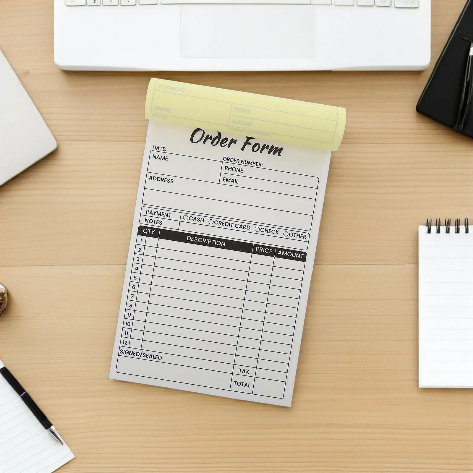3Pcs Sales Order Invoice Book Duplicate Receipt Pad 21x14cm Business Forms Small Business Receipt Organizer Order Form Notepad