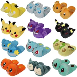 28cm Pokemon Gengar Pikachu Umbreon Bulbasaur Psyduck Squirtle klapki pluszowe kryty ciepłe zimowe buty prezenty dla dorosłych