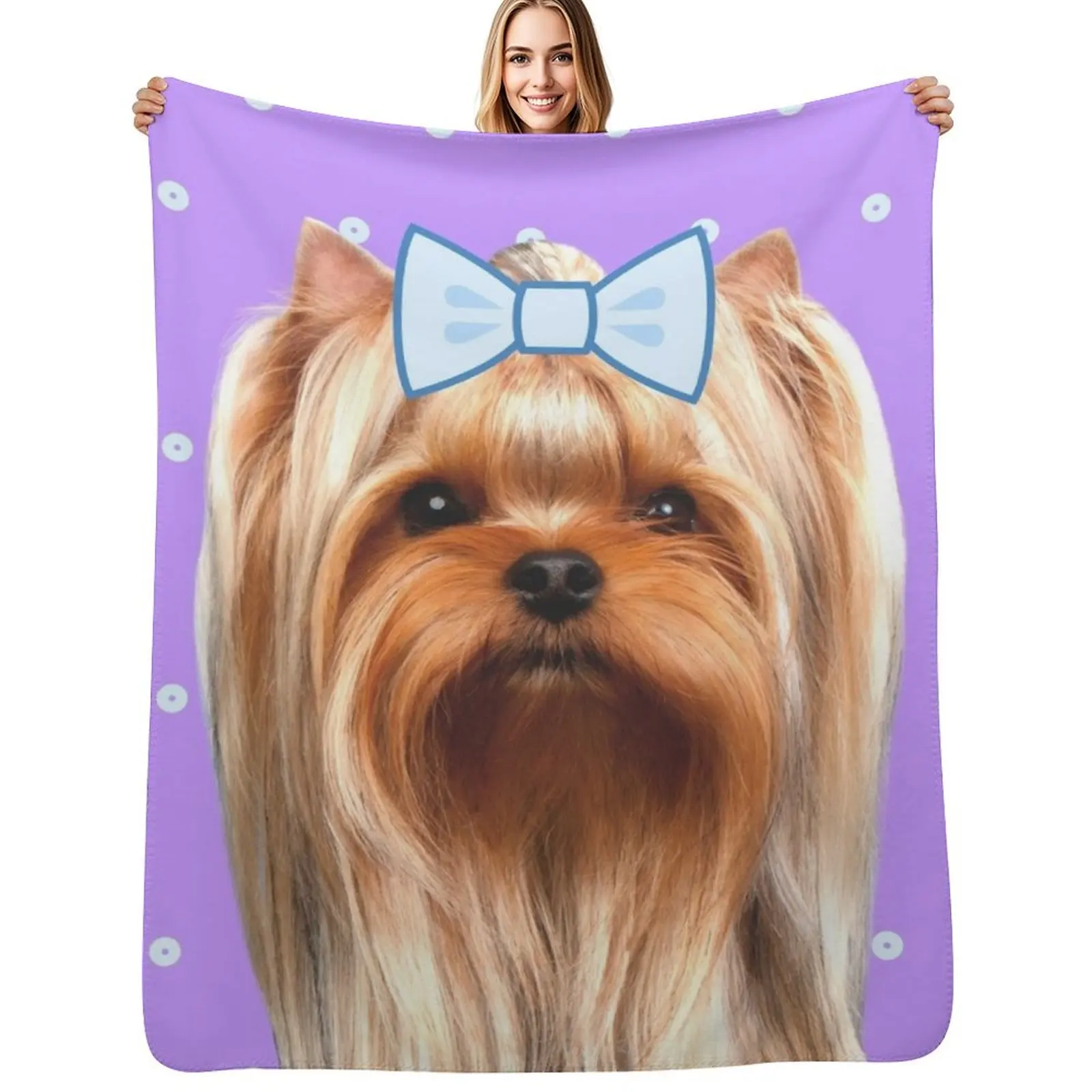 

Cute purple yorkshire Throw Blanket anime Soft Big christmas decoration Bed linens Blankets