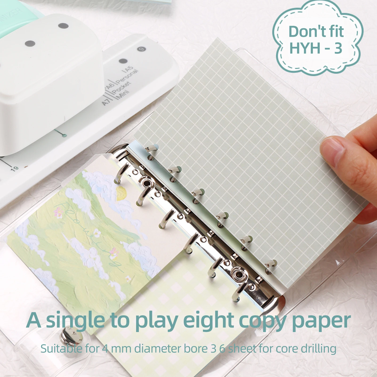جديد 4 مللي متر ثقب الناخس مخطط يومي قابل للتعديل 3 حفرة خرامة الورق ل A8/A7/A7 جيب/A6/A6 الشخصية/A5 حجم 8 ورقة أجهزة الكمبيوتر المحمولة
