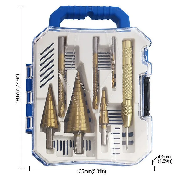 Titanium Coated Drill Bit Set  of Step Drill Bits Twist Drill Bits for Metalworking Woodworking
