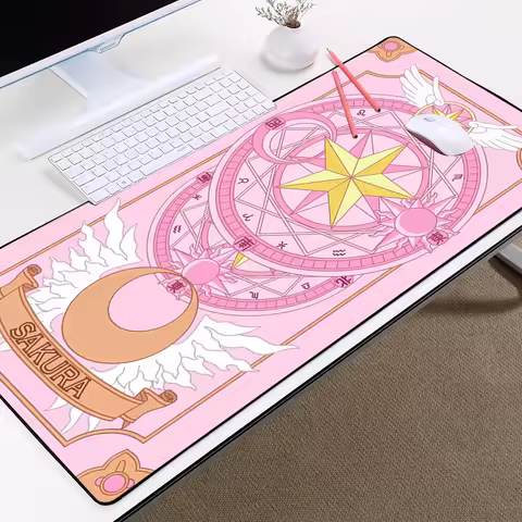 Pink Sakura Card Captor Desk Mat Gaming Accessories Mouse Mats Kawaii Keyboard Mousepad Gamer Extended Pad Mouse Pads Table Mat