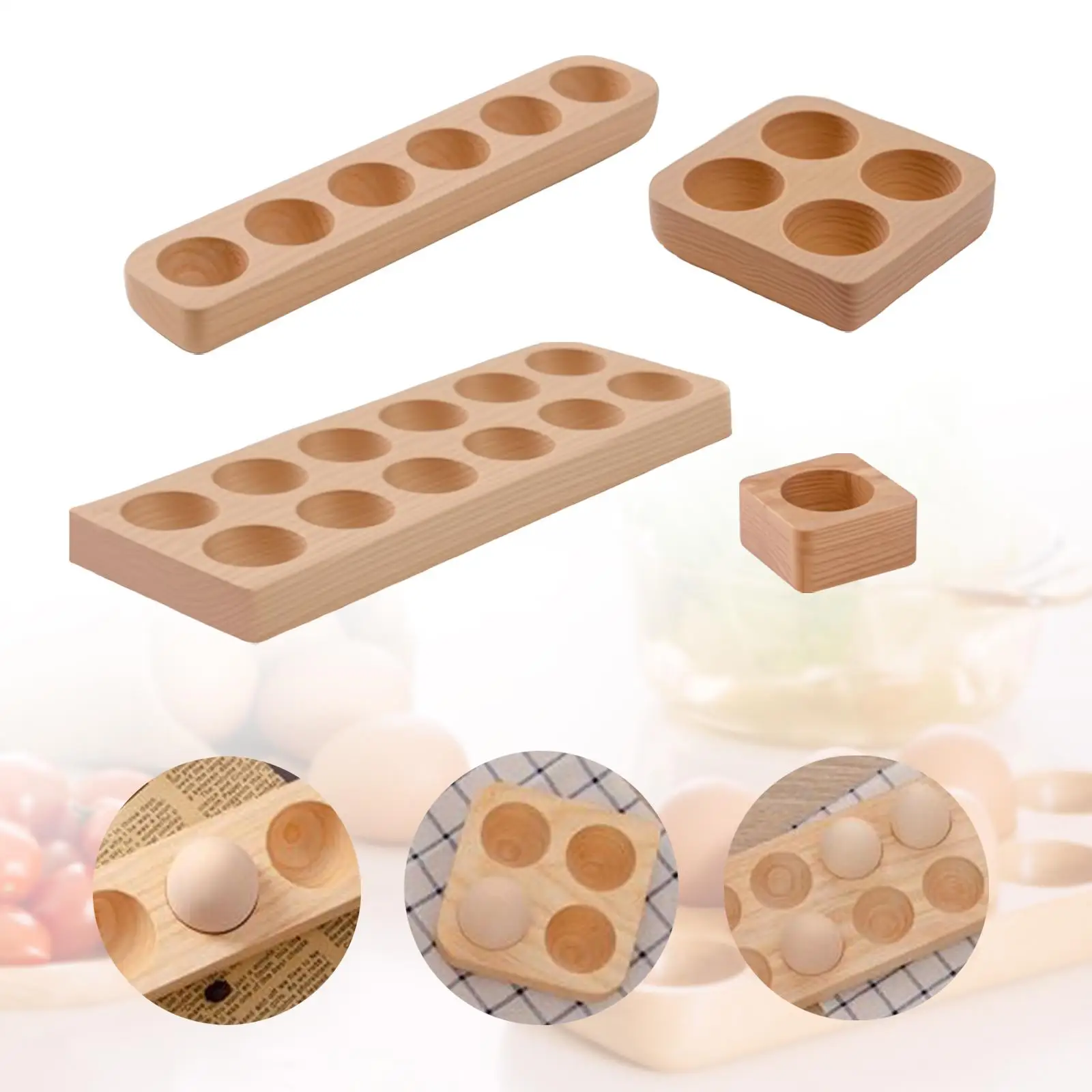 Wooden Egg Holder Egg Tray Decorative Stand Plate Collecting Rack for Restaurant