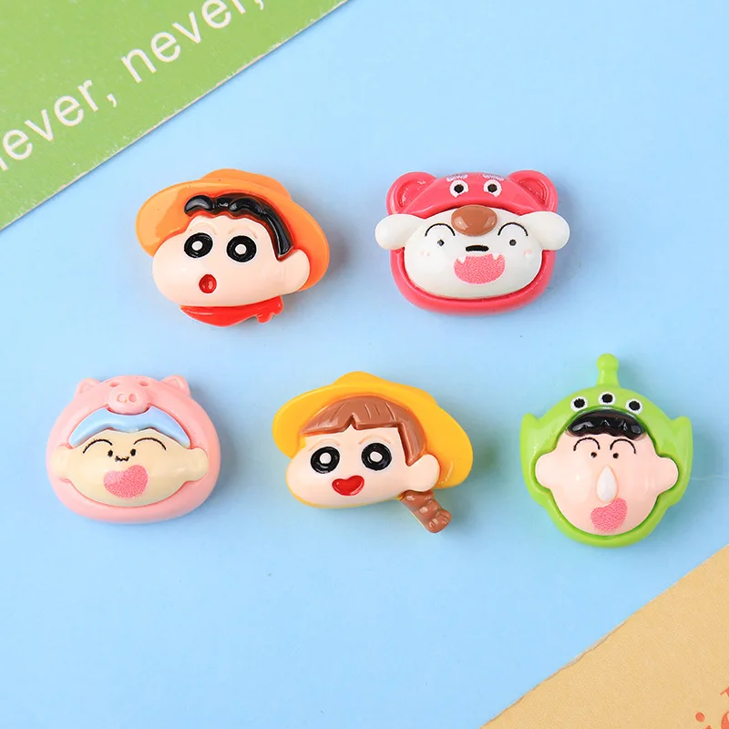 10Pcs/set Cartoon Crayon Shin-Chan DIY Resin Accessories Glossy Cream Glue Phone Case Car Decoration Patch Hair Clip Material