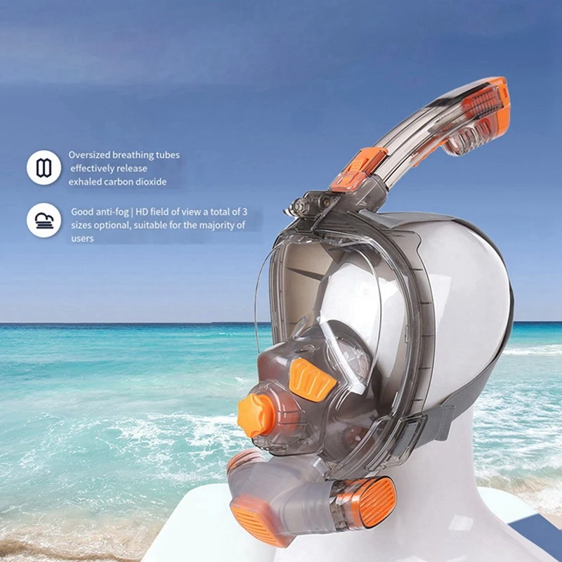 Smart-2X máscara de snorkel homem mulher mergulho subaquático rosto cheio máscara de mergulho máscaras 180 vista anti-nevoeiro anti-vazamento (l/xl)