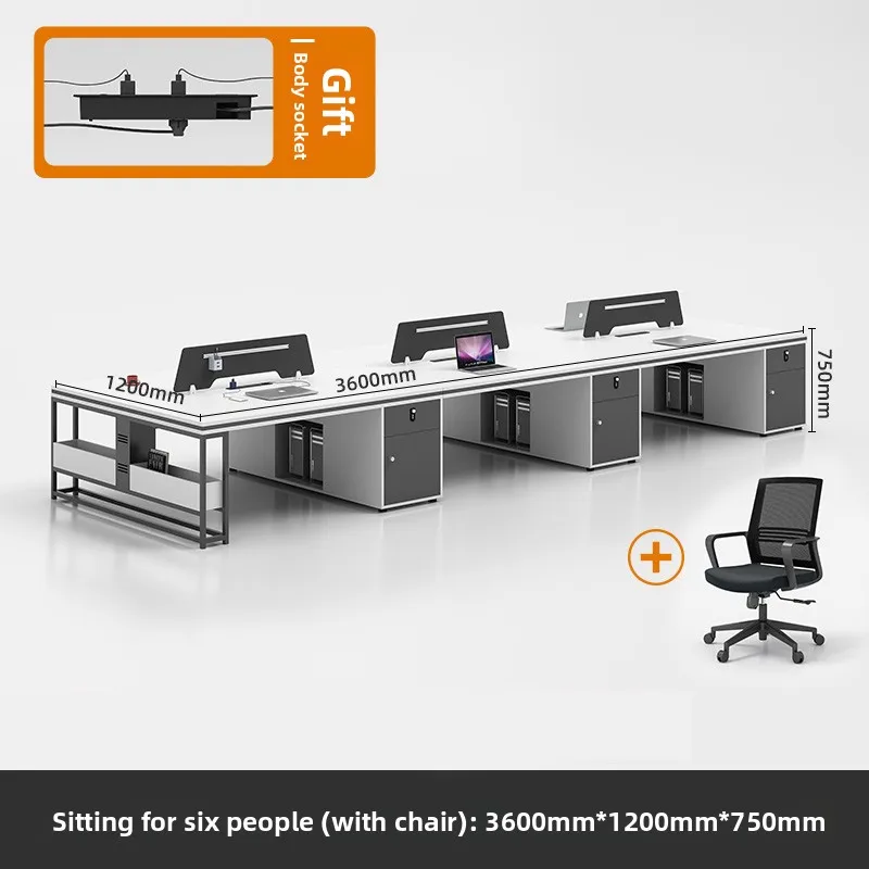 ！@Office Staff Desk and Chair Set: Simple, Modern, 4/6-person, Double-seat, Office Screen Cubicles, Financial Workstations image 5