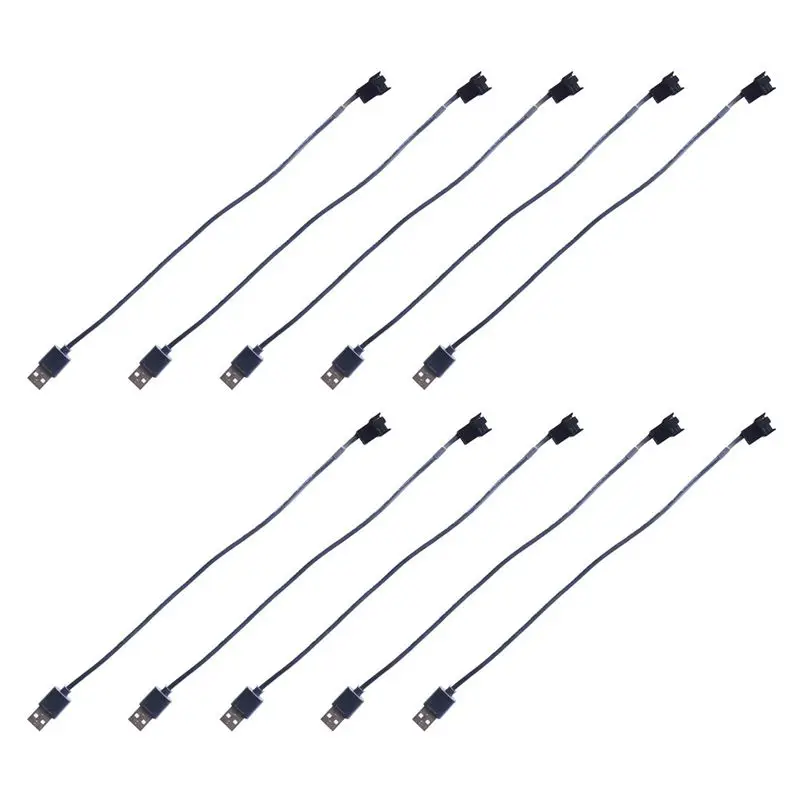 Superior-10Pcs USB To 4 Pin Fan Adapter Cables Computer PC Fan Power Cable Connector Adapter 5V USB To Computer CPU Fan Cable