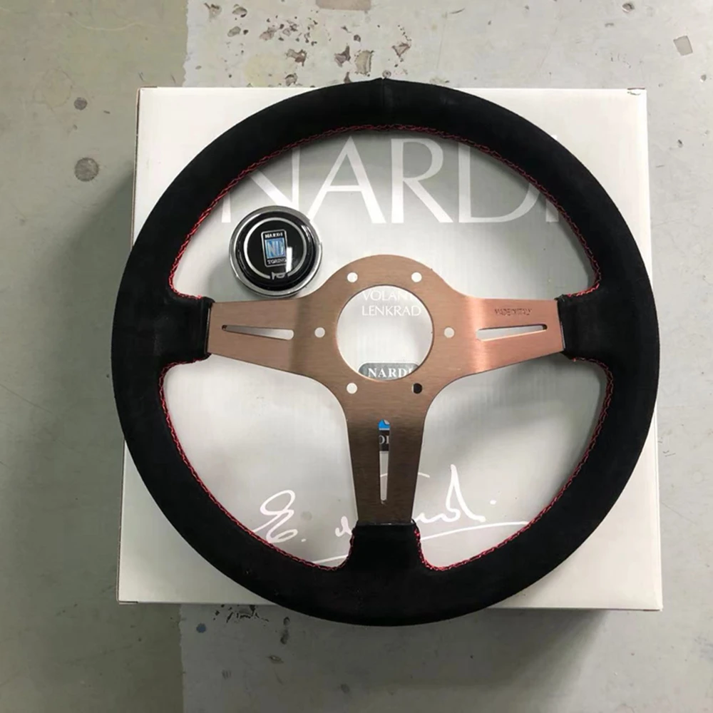 Deep 14Inch Universal Racing Drift Nardi Steering Wheel Car Suede Leather ND JDM Steering Wheel Volantes For VW HONDA TOYOTA BMW