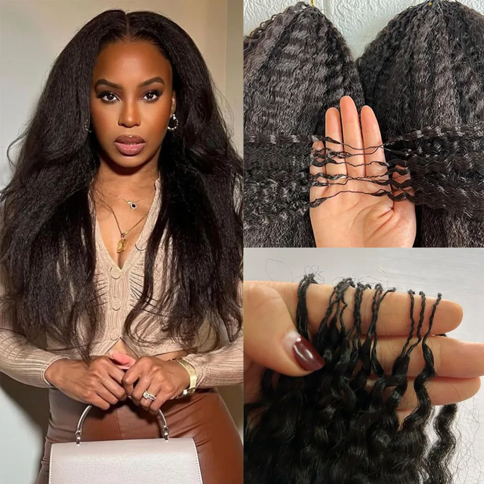 

Кудрявые прямые вязаные крючком человеческие волосы, бразильские пучки человеческих волос с девственными перьями, без узлов, предварительно разделенные для косичек в стиле бохо