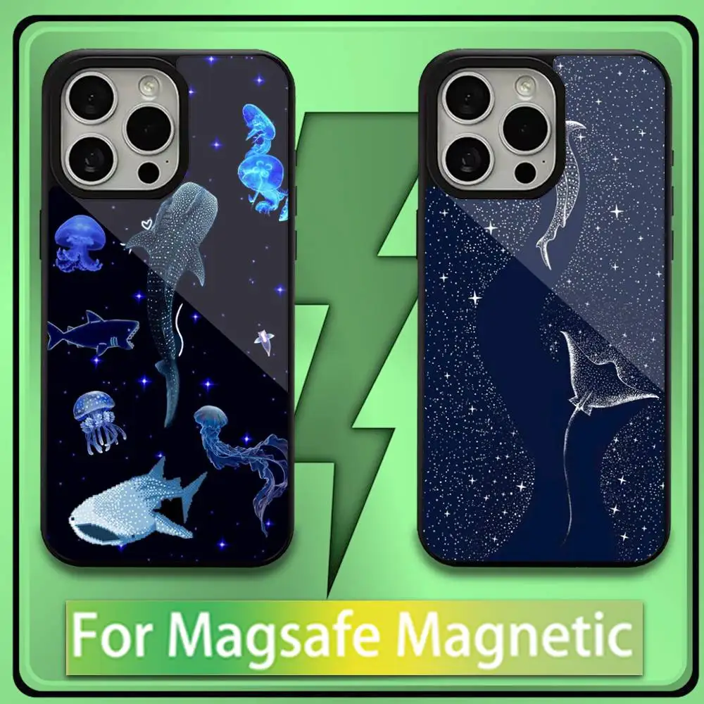 

Marine Life Sea Art Phone Case For iPhone 16,15,14,13,12,11,Plus,Pro,Max,Mini Soft Magesafe Magnetic Wireless Charge