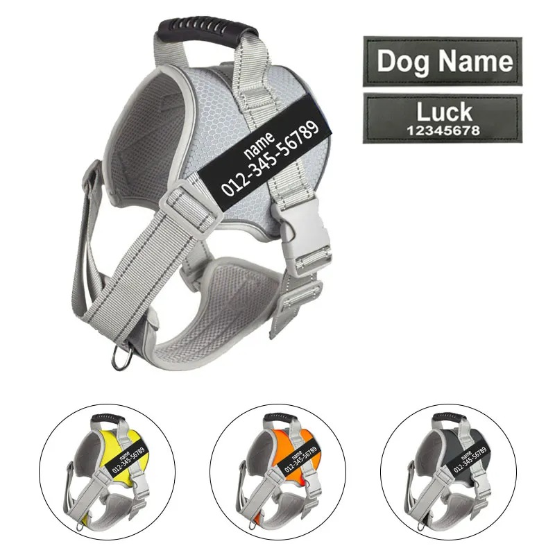 Customized Name Dog Harness Labrador Retriever Harness Medium Large Dog Reflective Adjustable Outdoor Walking Pet Supplies