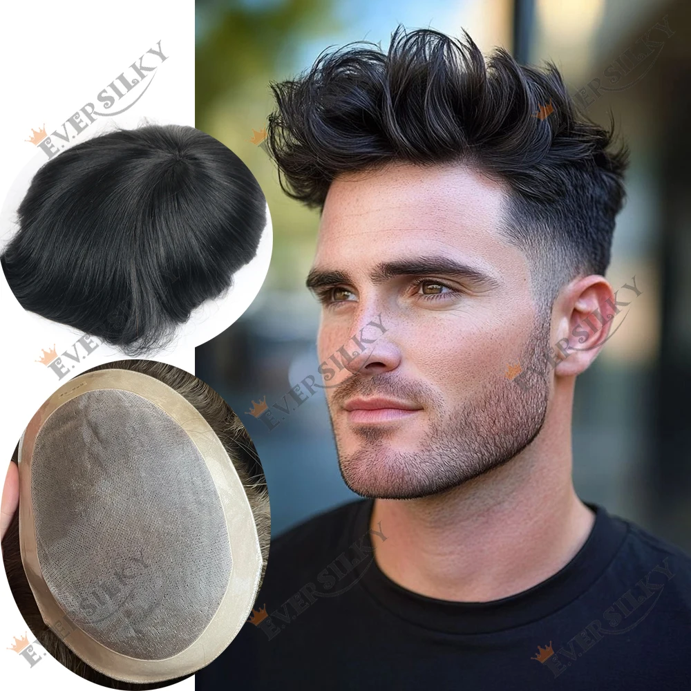 

Европейские парики-накладки из натуральных человеческих волос, 30 мм, волнистые/прямые, прочные, на моноленте NPU, мужская система замещения волос, протезная система 6x8, 5x7 дюймов