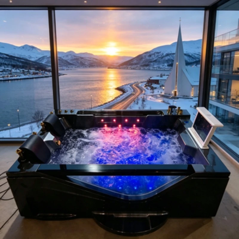 6 Person Outdoor Whirlpool Jacuzzi Massage Bathtub Hydrotherapy Acrylic European Design Eco-Friendly Waterfall Jets Spa